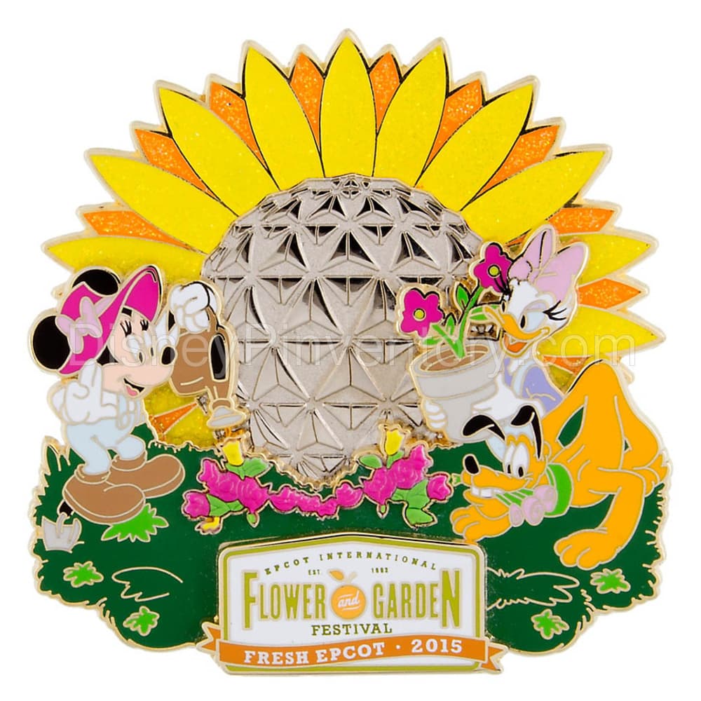 Epcot International Flower and Garden Festival 2015 - Minnie Mouse, Daisy Duck & Pluto Jumbo - Pin 11743