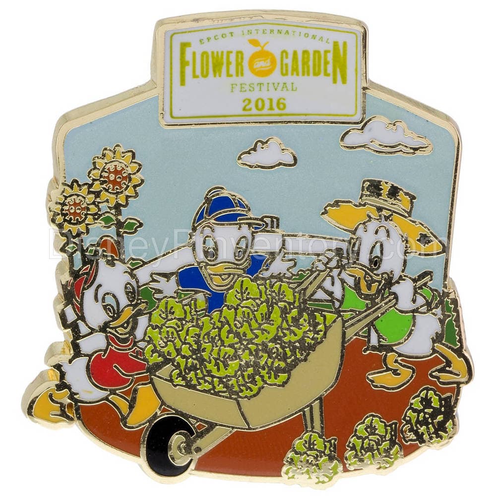 Epcot International Flower & Garden Festival 2016 - Four Pin Set - Huey, Dewey & Louie Pin - Pin 12217