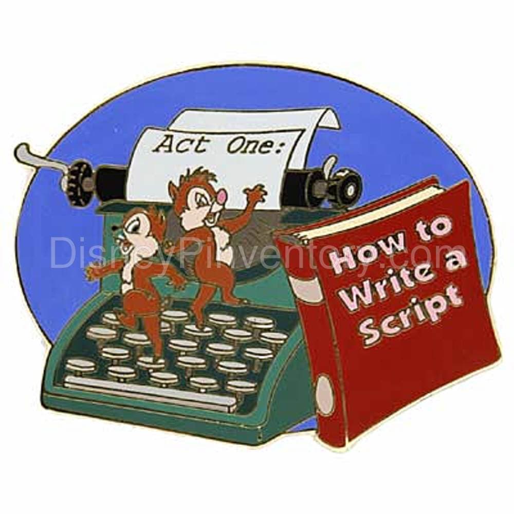 Disney Auctions P.I.N.S. - Chip & Dale Typewriter - How to Write a Script Book - Pin 1928