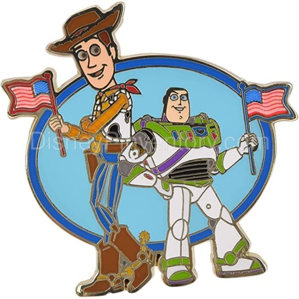 Disney/Pixar Toy Story Pin Set - Woody & Buzz with American Flags Pin - Amazon Exclusive - Pin 21038