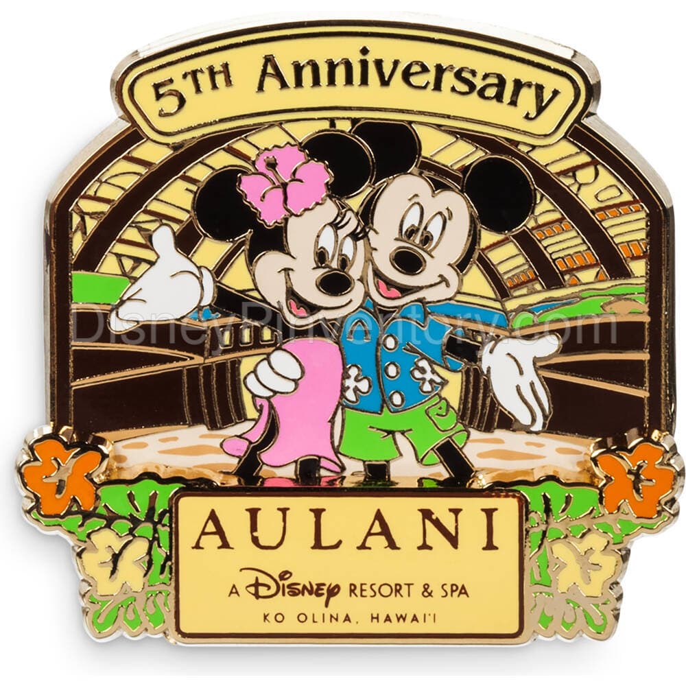 Mickey & Minnie Mouse Aulani, A Disney Resort & Spa Pin - 5th Anniversary - Pin 24576