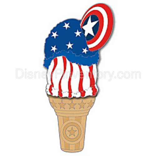 D23 Expo 2022: DSSH Marvel Ice Cream Cone Series - Captain America Pin - Pin 24609