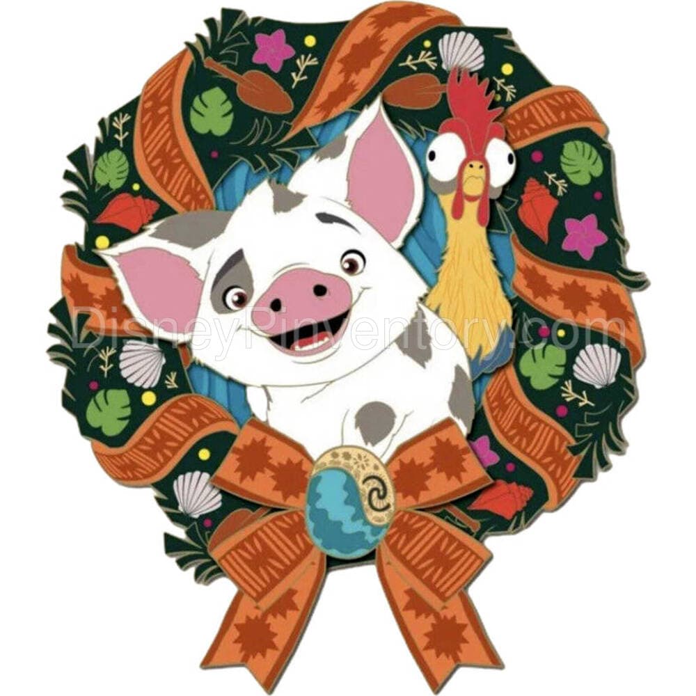 Holiday Wreaths - Pua & Hei Hei - Disney Employee Center - Pin 24873
