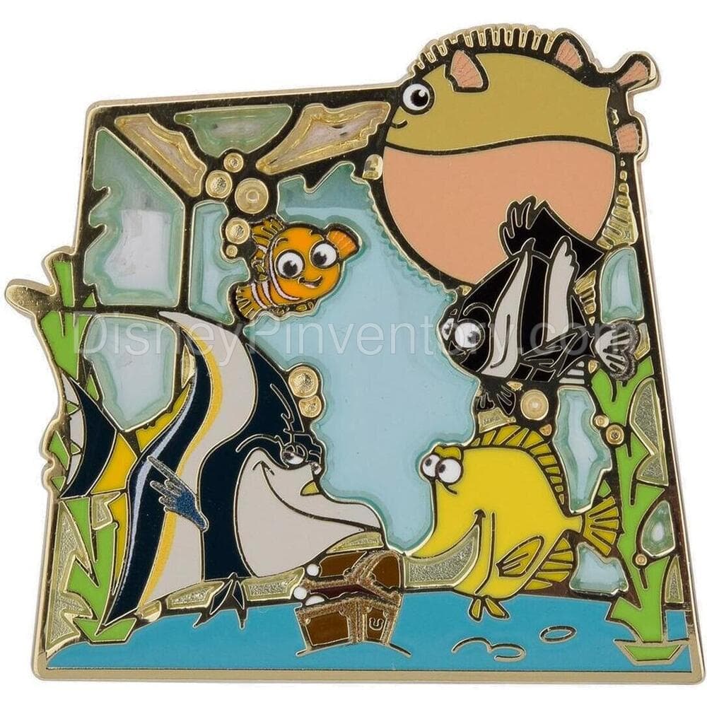 Disney Pixar Finding Nemo Fish Tank Stained Glass Enamel Pin - BoxLunch Exclusive - Pin 26914