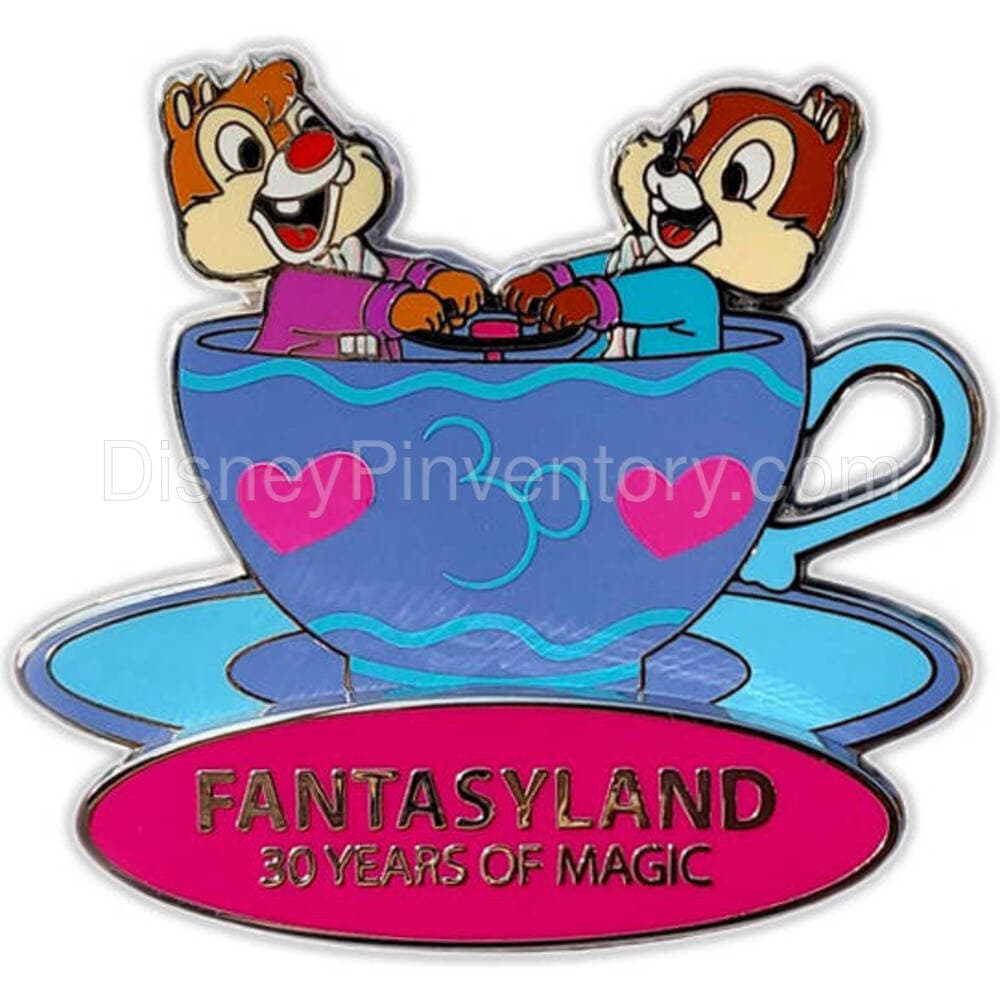 Disneyland Paris Fantasyland 30 Years of Magic - Chip & Dale on Mad Hatter's Tea Cups - Pin 28265