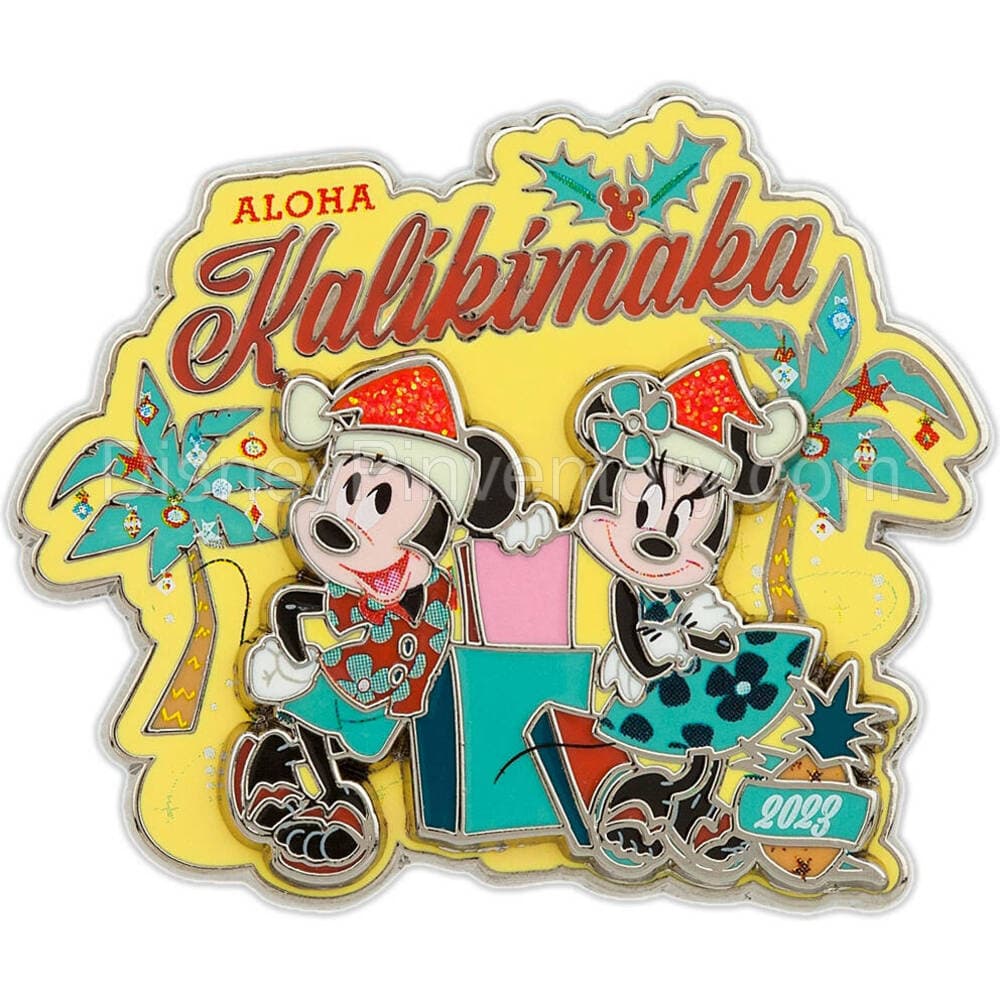 Mickey Mouse & Minnie Mouse ''Aloha Kalikimaka'' Holiday Pin - Pin 31387
