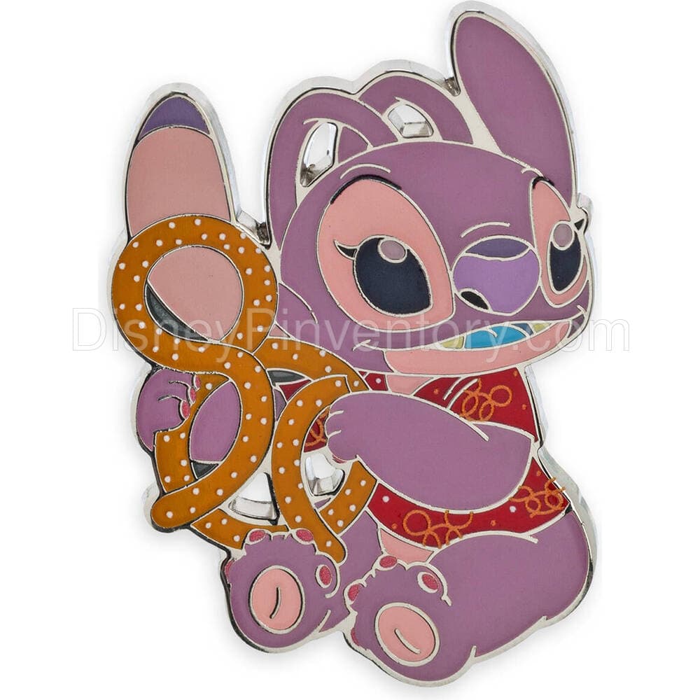 Stitch Attacks Snacks Pin Set - Pretzel - January - Angel with Pretzel Pin - Pin 33011