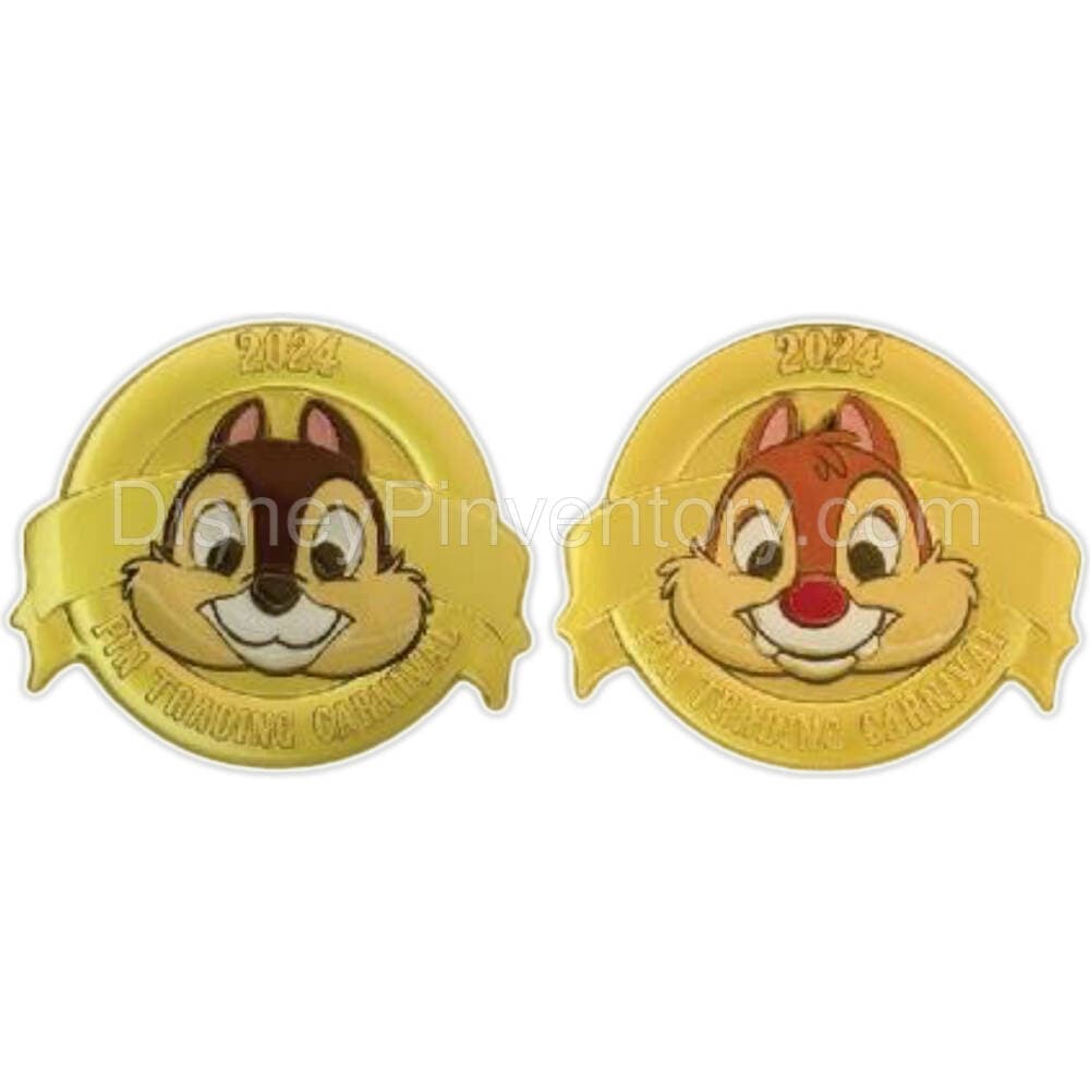 Chip 'n Dale Gold Pin Set - HKDL Pin Trading Carnival 2024 - Pin 34173