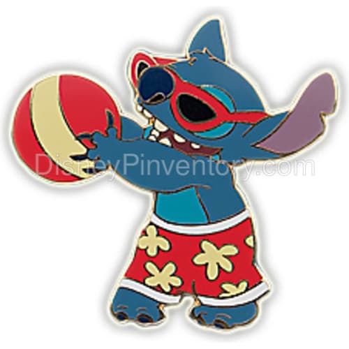 Stitch Naughty and Nice Pin Set - Purple Card - Stitch at Beach - Pin 35880