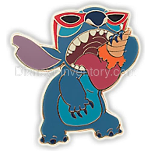Stitch Naughty and Nice Pin Set - Orange Card - Stitch Eating Ice Cream - Pin 35895