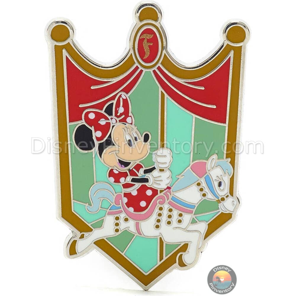 Fantasyland Attraction Crest Mystery Pin Set - Minnie Mouse on King Arthur Carrousel Pin - Pin 36723