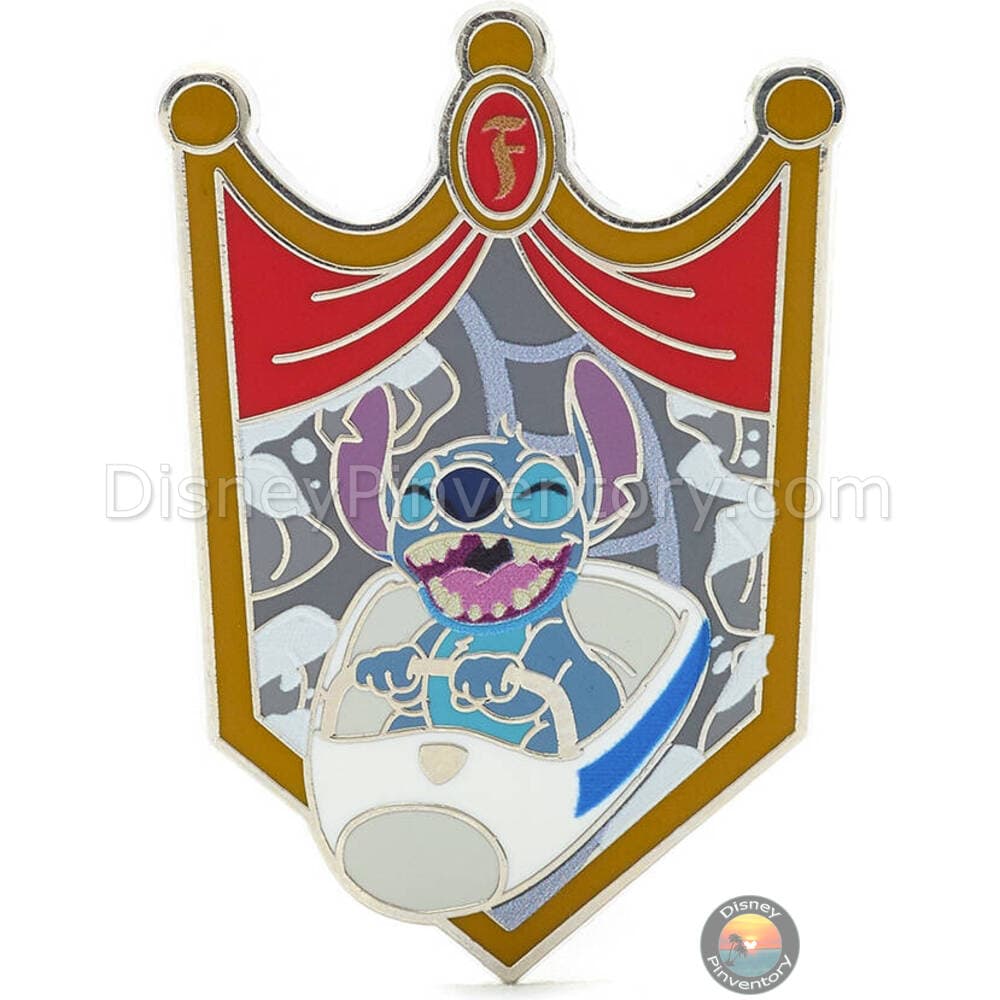 Fantasyland Attraction Crest Mystery Pin Set - Stitch on Matterhorn Bobsleds Pin - Pin 36727