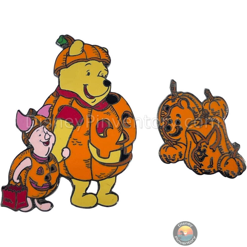 Pooh & Piglet with Pumpkins Pin Set - Halloween 2001 - Pin 37872
