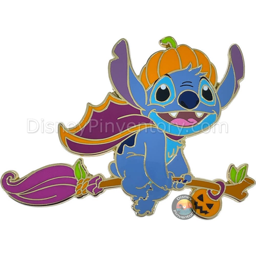 Disneyland Paris - Stitch as Witch on Broom Pin - Halloween 2024 - Pin 39834