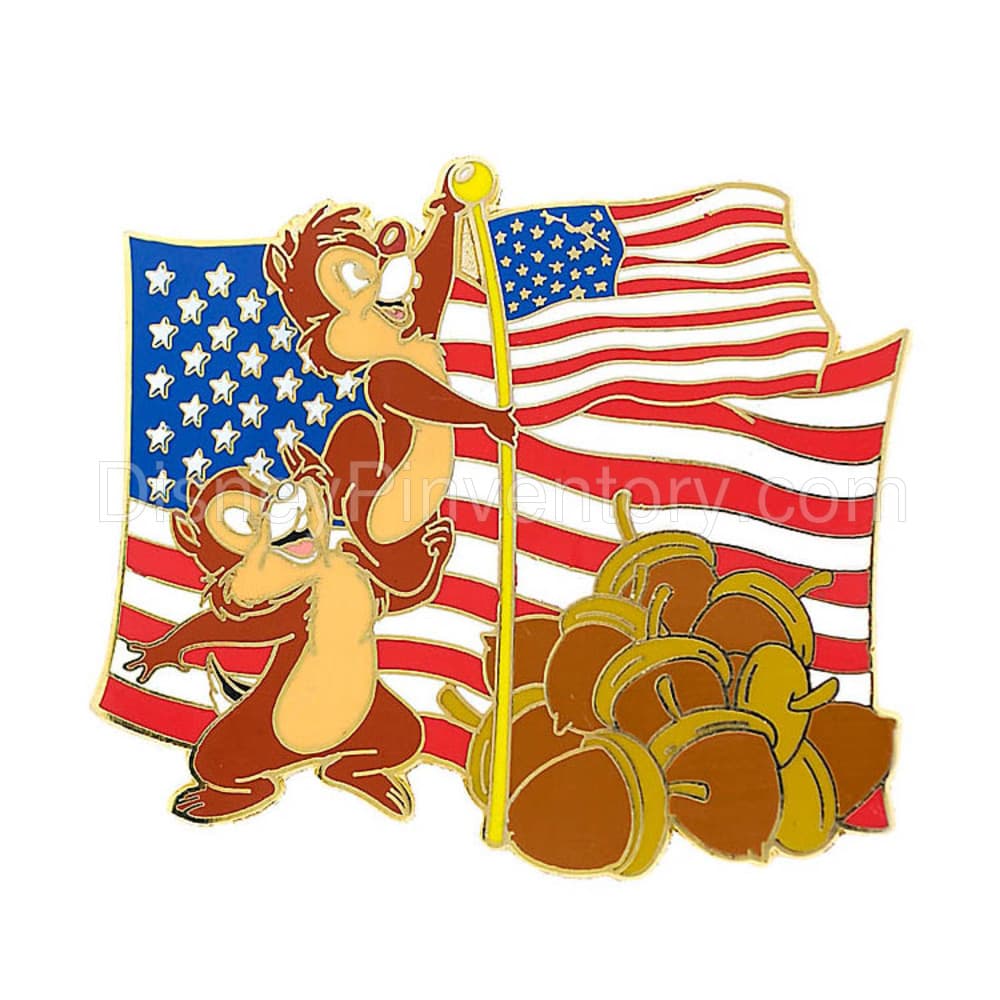 Chip 'N' Dale Flag Day Pin - Pin 4059