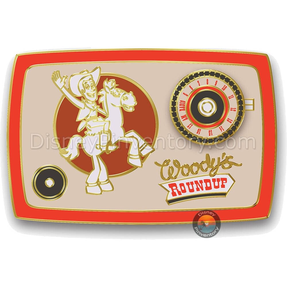 D23-Exclusive Toy Story 2 25th Anniversary Woody's Roundup Pin Set - Woody's Roundup Radio Pin - Pin 41344