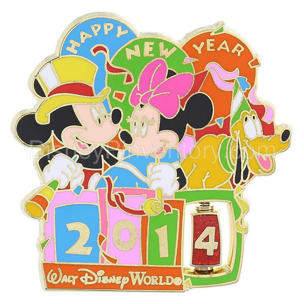 Mickey & Minnie Mouse New Year's Spinner with Pluto Pin - Pin 41890