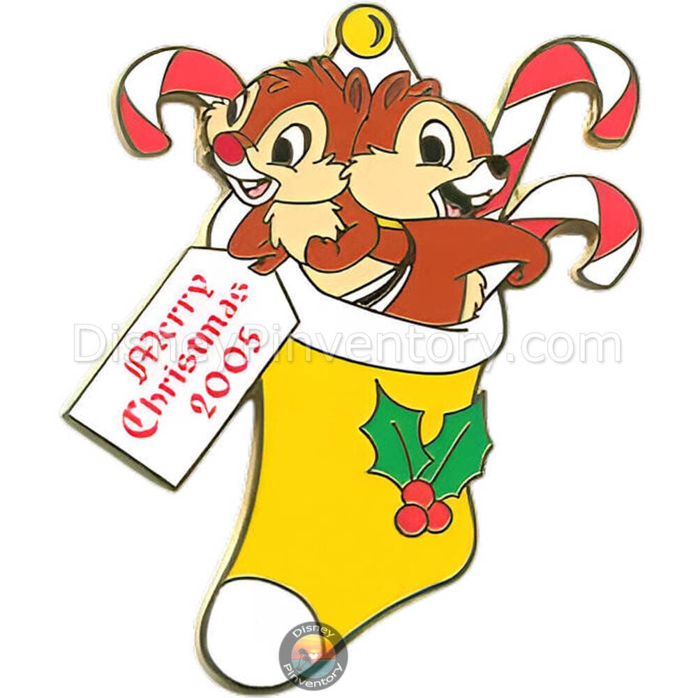 Merry Christmas 2005 Pin Pursuit - Chip n' Dale in Stocking - Cast Exclusive - Pin 42990