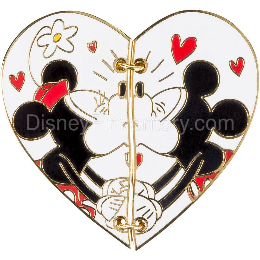 Disneyland Paris Mickey & Minnie Mouse Broken Heart Postcard Pin - Pin 43494