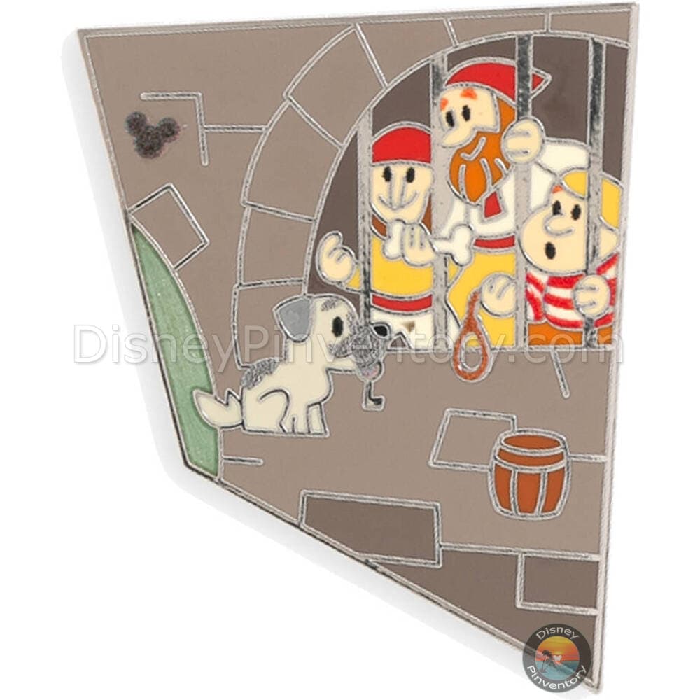 Disneyland Pirates of the Caribbean Mystery Blind Pin Set - Jailer Dog with Prisoners - Pin 44123