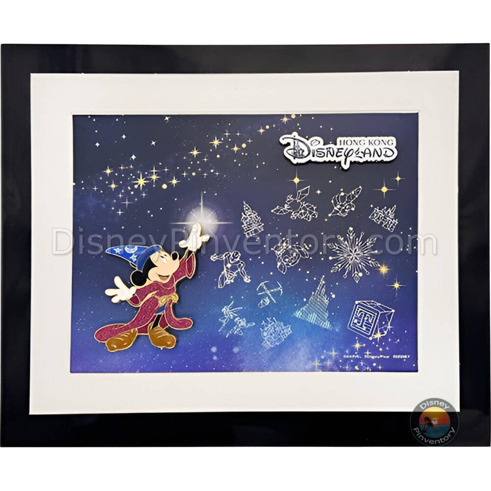 Sorcerer Mickey Mouse Framed Pin Set - Hong Kong Disneyland - Pin 44289