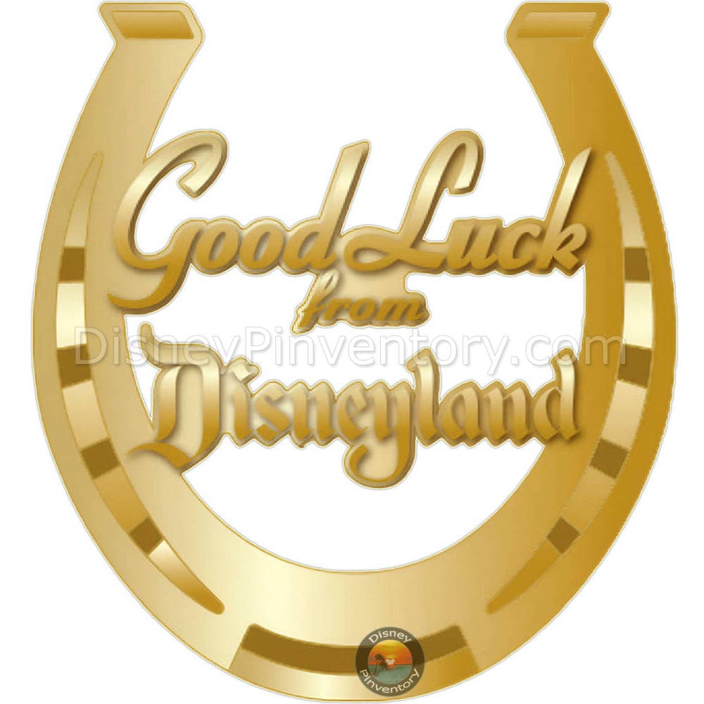 Disneyland Scrap Book Souvenirs Pin Set - "Good Luck from Disneyland" Horseshoe - Niftie Fifties Flashback Pin Event - Pin 44741