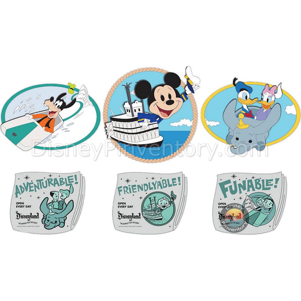 Disneyland Flashback Newspaper Pin Set - Niftie Fifties Flashback Pin Event - Pin 44744