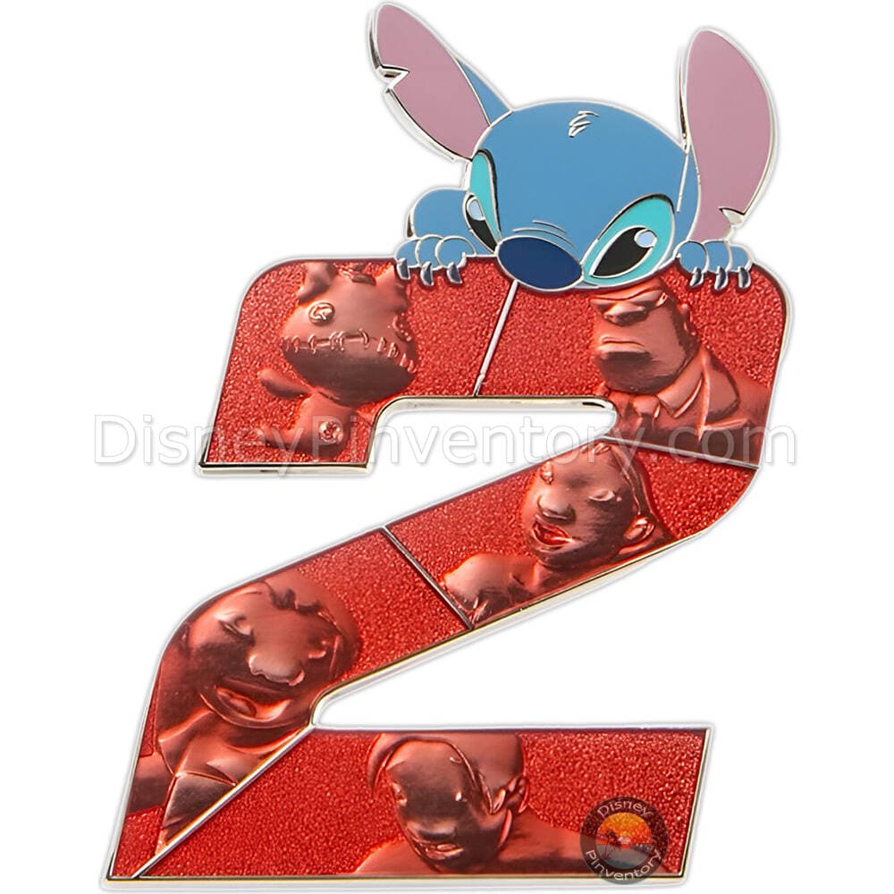 626 Day: Stitch 626 and His Ohana Mini Jumbo Box Pin Set - Stitch Climbing on Number 2 - Pin 44985