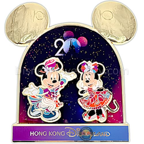 20th Anniversary Grand Celebration Mickey & Friends Jumbo Pin - Hong Kong Disneyland - Pin 45731