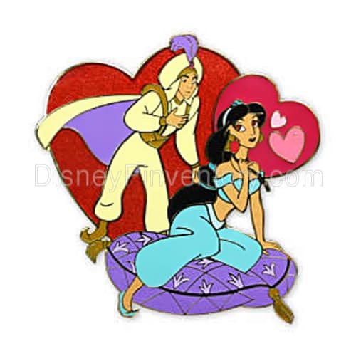 Disney Mall Exclusive - Aladdin and Jasmine Heart Pin - Pin 4612