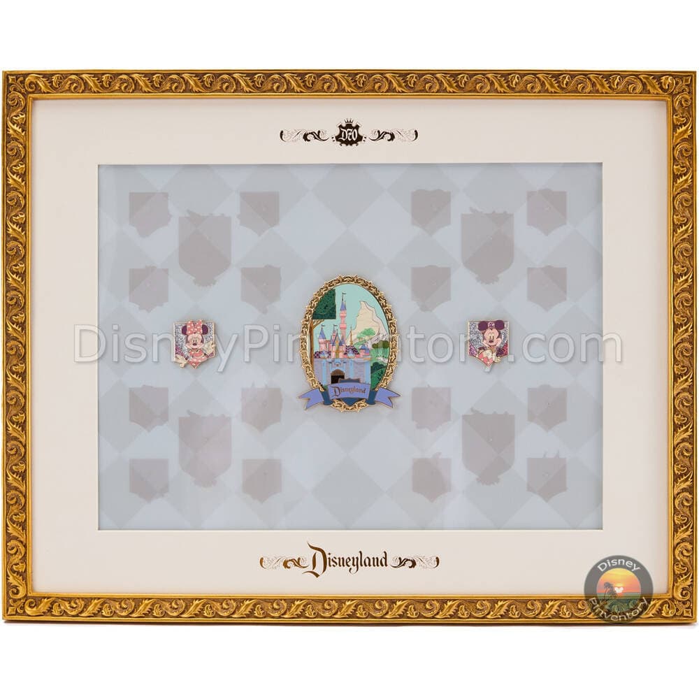 Disneyland 70th Anniversary Vault Collection Pin Display Frame Set with Three Pins - Pin 46283