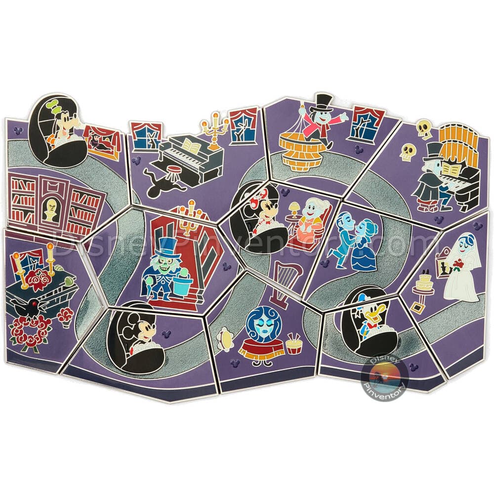 WDW Haunted Mansion Attraction Map Puzzles Mystery Pin Set - Pin 46607