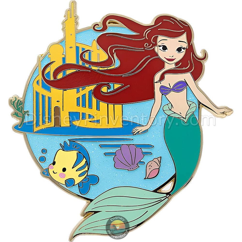 Disney Princess Enchanted Kingdoms Mystery Pin Set - Ariel Glitter Chaser - Pinktacular Pin Party - Pin 47880