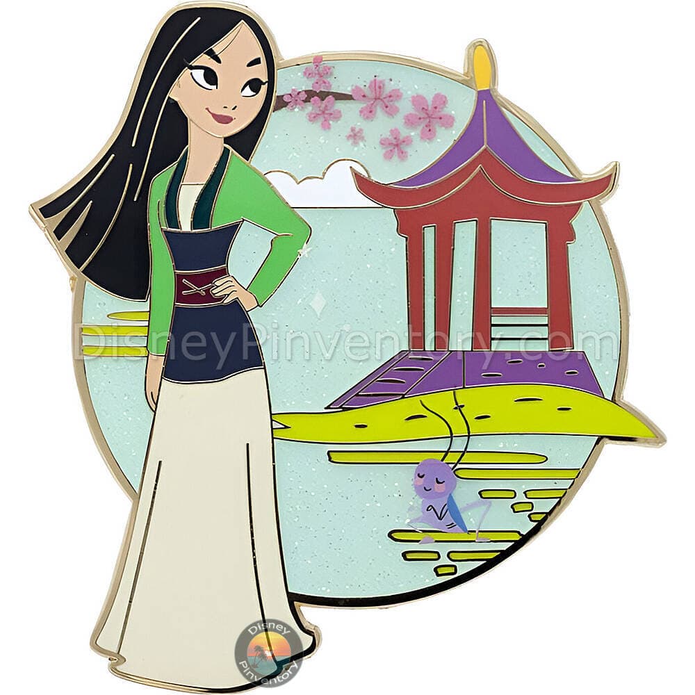 Disney Princess Enchanted Kingdoms Mystery Pin Set - Mulan Glitter Chaser - Pinktacular Pin Party - Pin 47883
