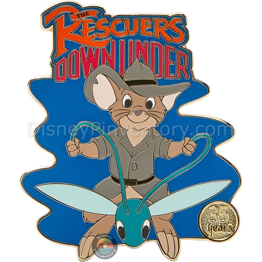 The Rescuers Down Under 35th Anniversary Pin Set - Rescuers Down Under Logo with Jake - Pin 48175