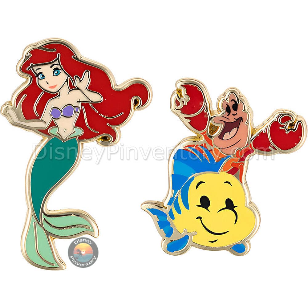 Disney Princess and Sidekicks Mystery Micro Trading Pin Set - Ariel with Sebastian & Flounder Set - Pin 48535