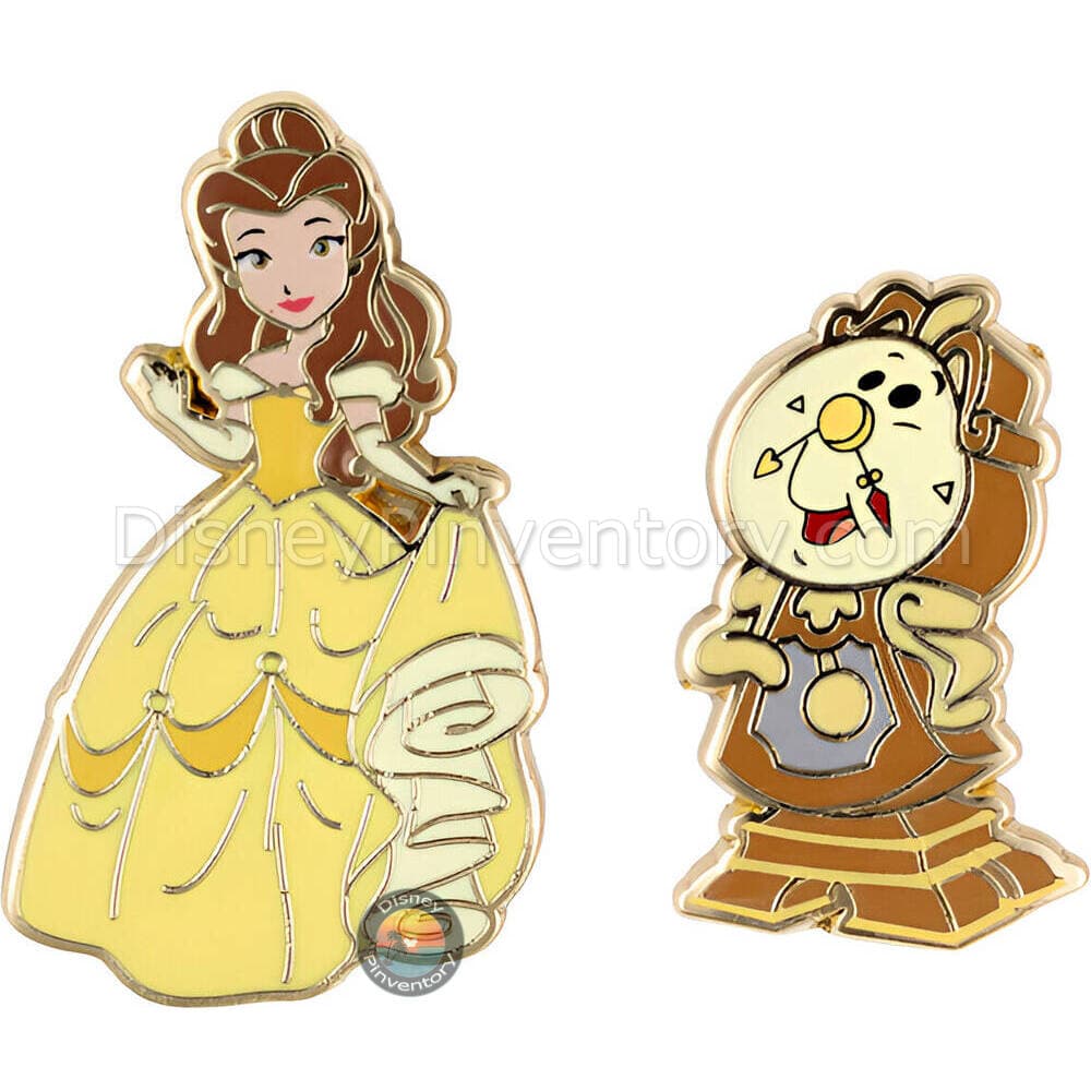 Disney Princess and Sidekicks Mystery Micro Trading Pin Set - Belle & Cogsworth Set - Pin 48541