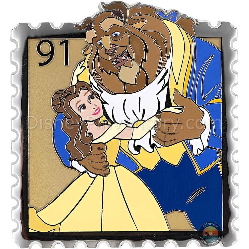 Disney Princess Royal Stamps Mystery Jumbo Pin Set - Belle & Beast - PALM Exclusive - Pin 48685