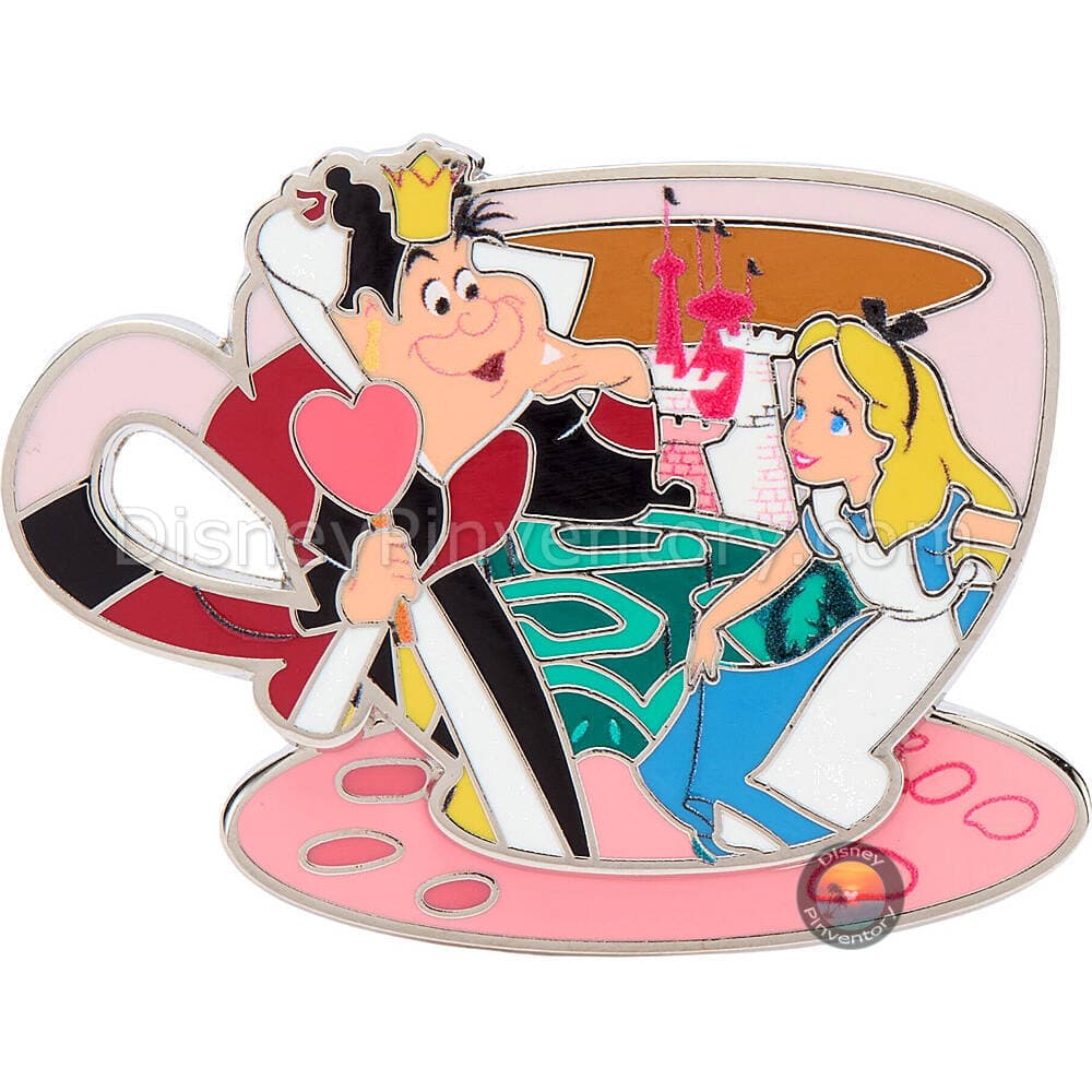 Alice and Queen of Hearts Teacup Pin - Alice in Wonderland - Pin 48775