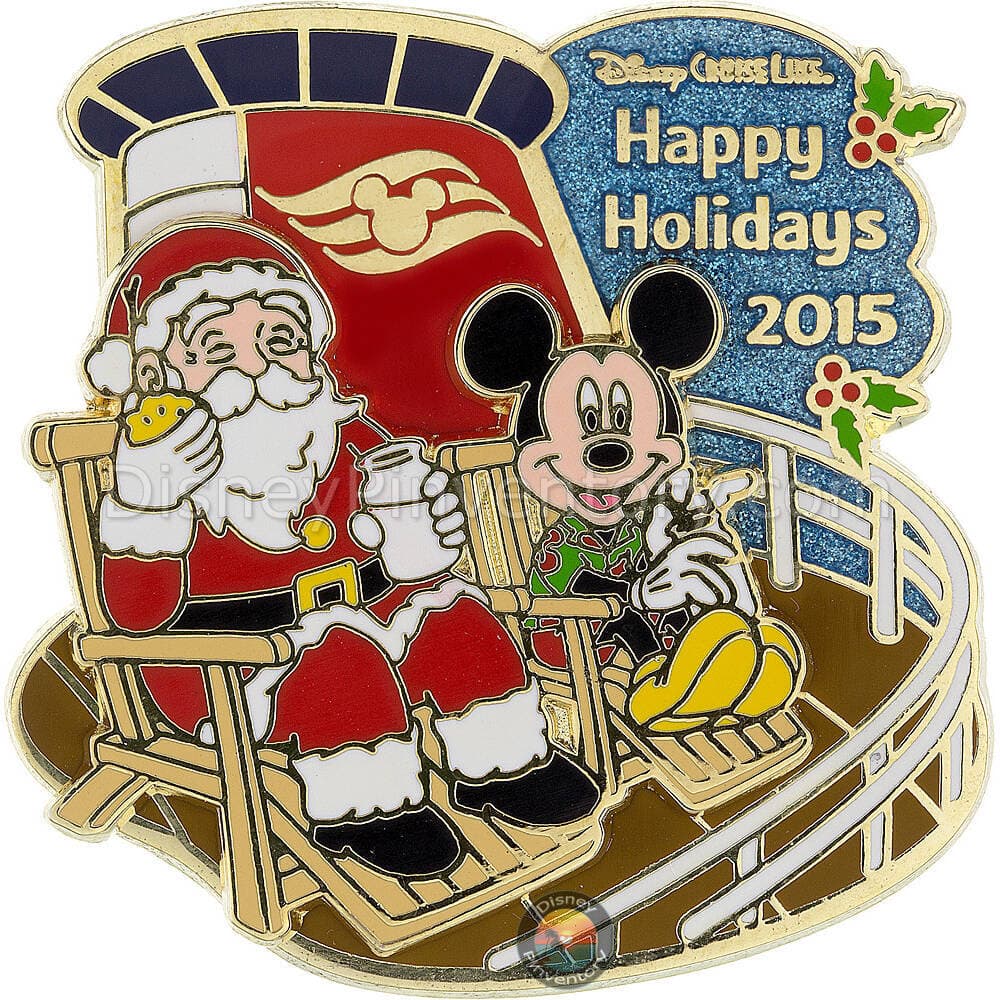 Disney Cruise Line Happy Holidays 2015 Pin - Mickey Mouse & Santa Claus - Pin 49277