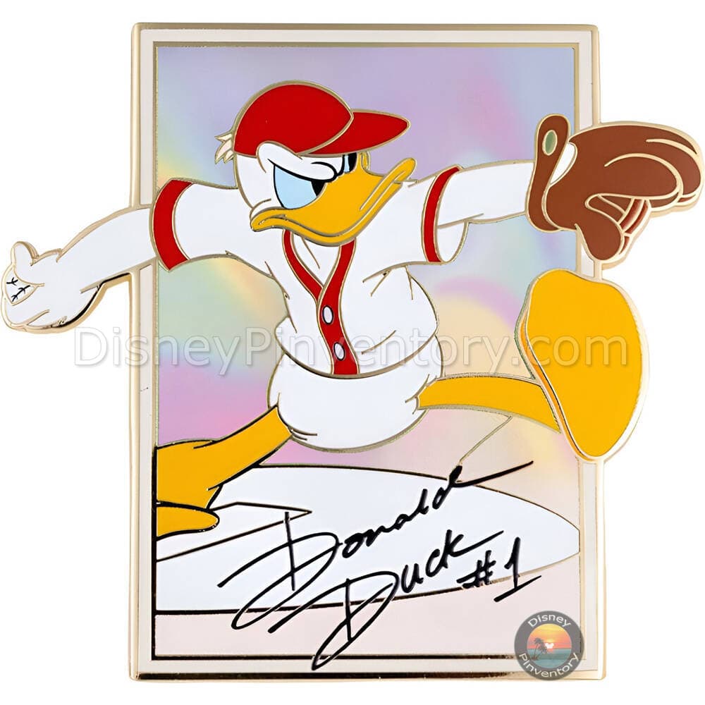 Disney Mickey and Friends Sportcards Mystery Jumbo Pin Set - Donald Duck Baseball Hologram Chaser - PALM Exclusive - Pin 50411