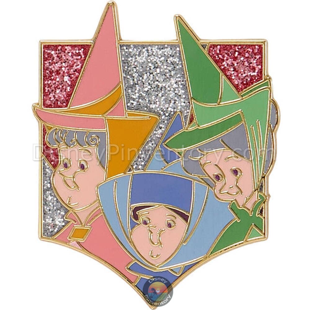 Disneyland 70th Anniversary Vault Collection Pin Set 3 - Flora with Fauna & Merryweather - Pin 50582