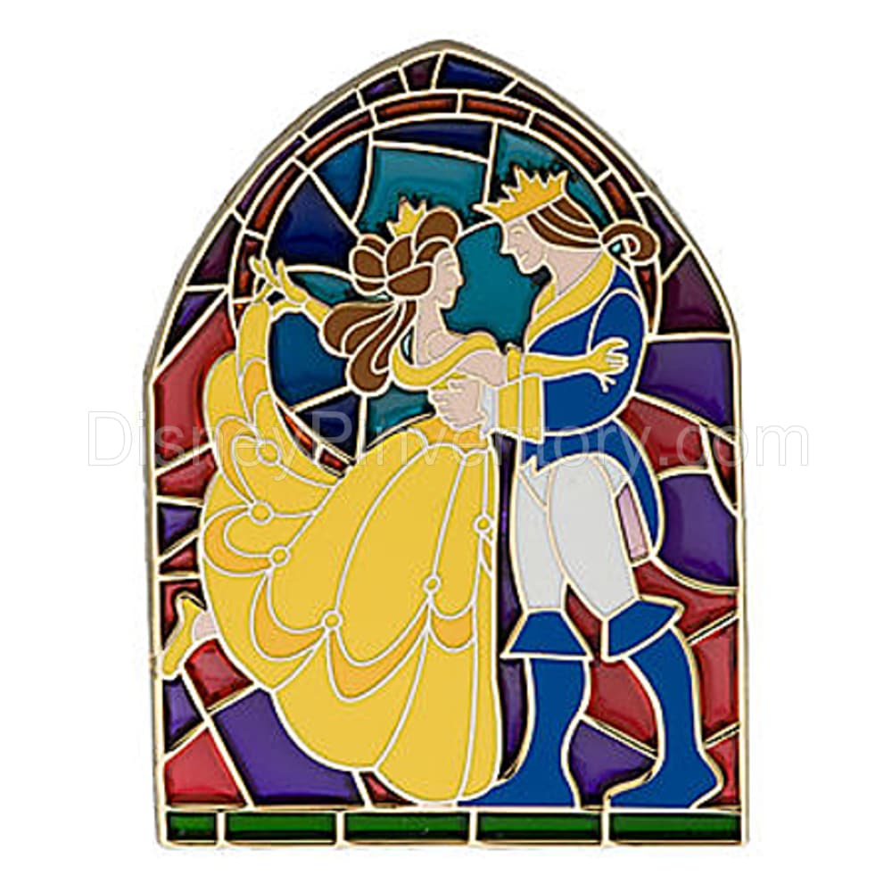 Set of 6 Stained Glass Prince & Princess Pins - Belle & Prince Adam (Beast) Pin - Pin 6570