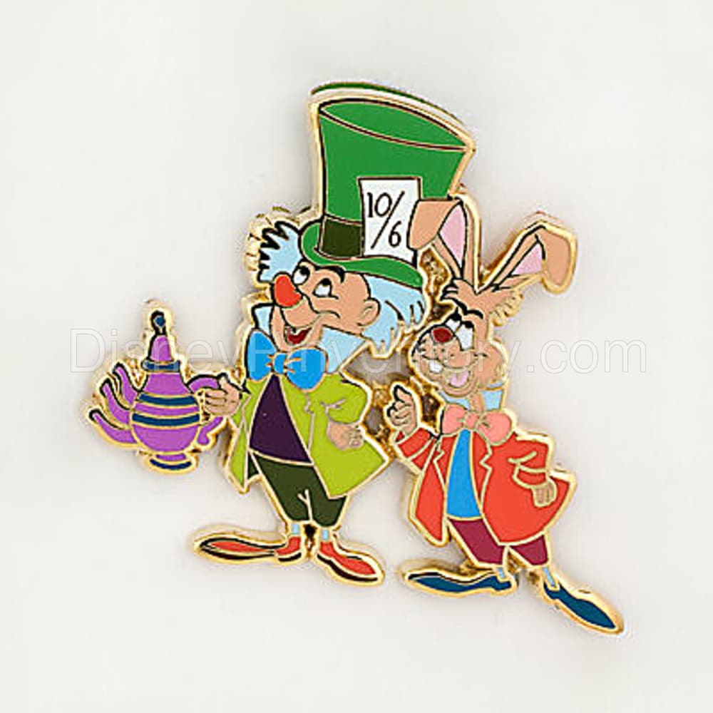 3pc Alice in Wonderland Vintage Card Pin Set - Mad Hatter & March Hare Pin - Pin 6666