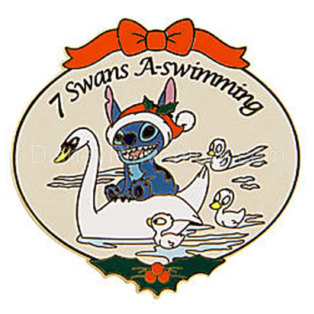 The Twelve (12) Days of Christmas Boxed World of Disney Pin Set --12 Pc. - 7 Swans A-swimming - Stitch With Ducklings Pin - Pin 6874