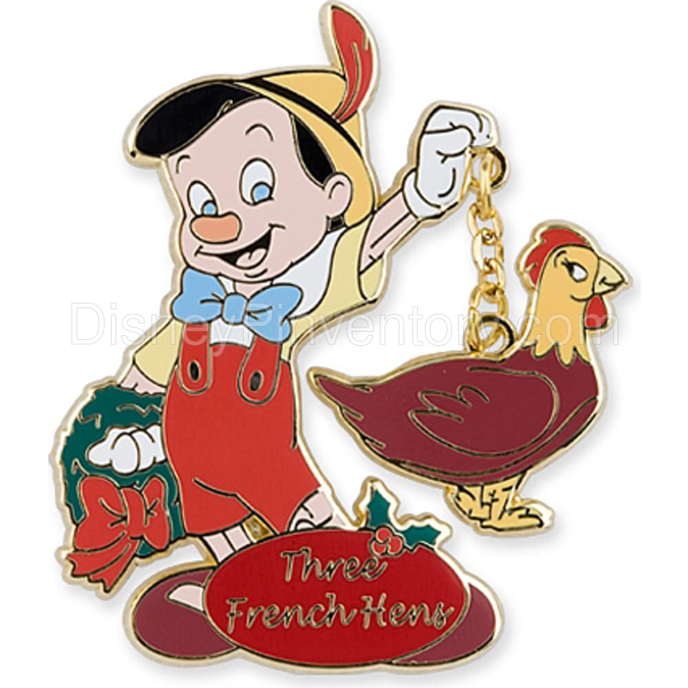 The 12 Days of Christmas Disney Pin Set - Pinocchio - Three French Hens Pin - Pin 7915