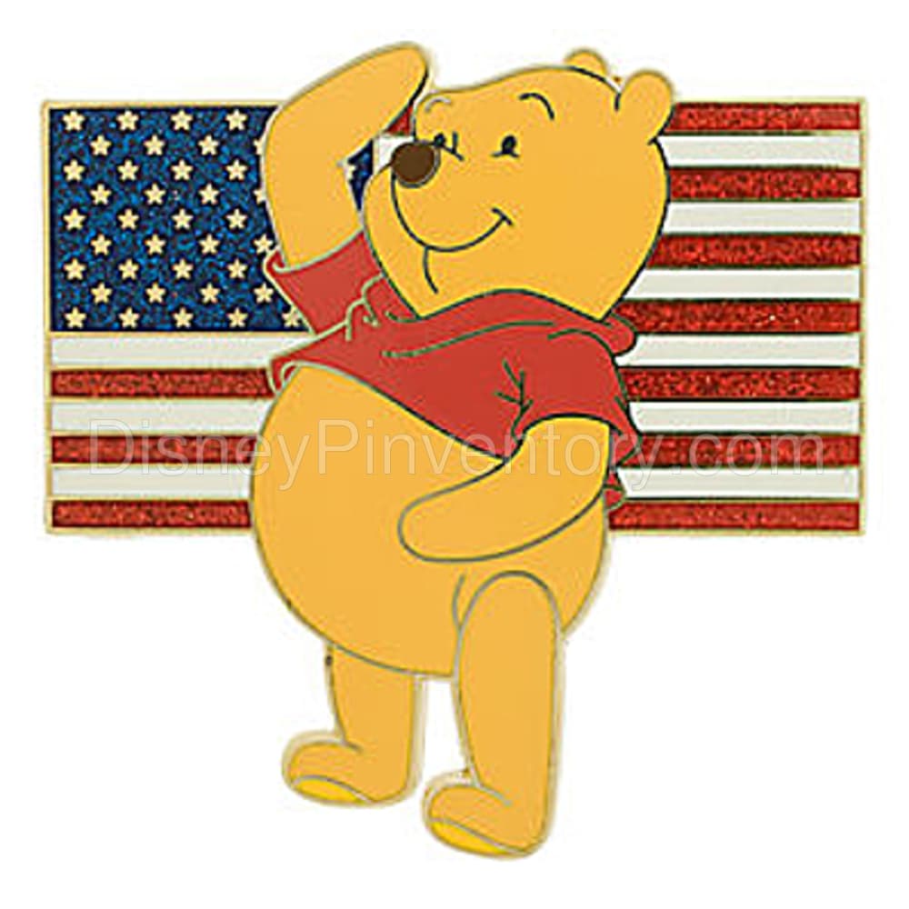 Mickey Mouse & Friends Salute the Flag Set of 6 Pins - Winnie The Pooh Pin - Pin 6327