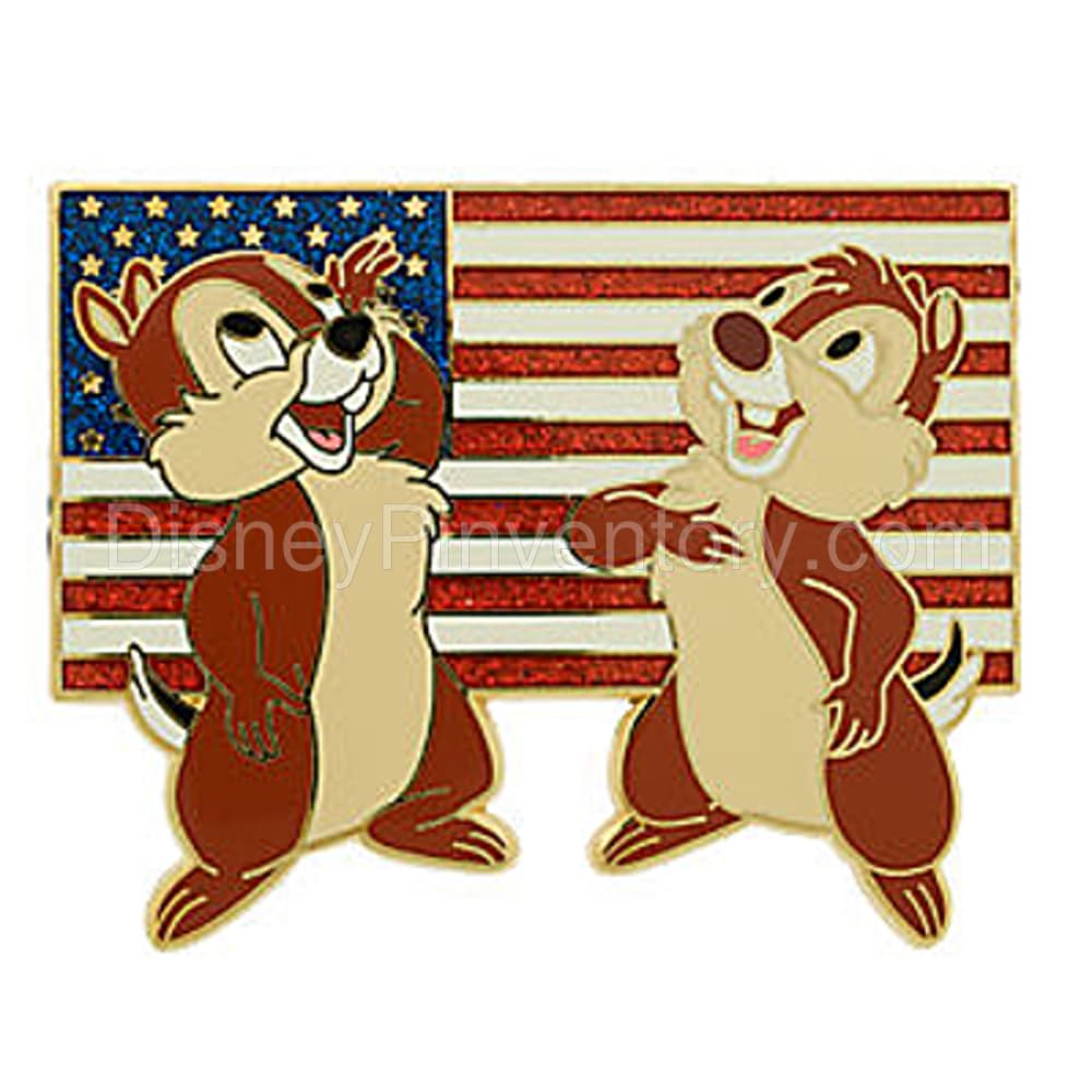 Mickey Mouse & Friends Salute the Flag Set of 6 Pins - Chip an' Dale Pin - Pin 6329