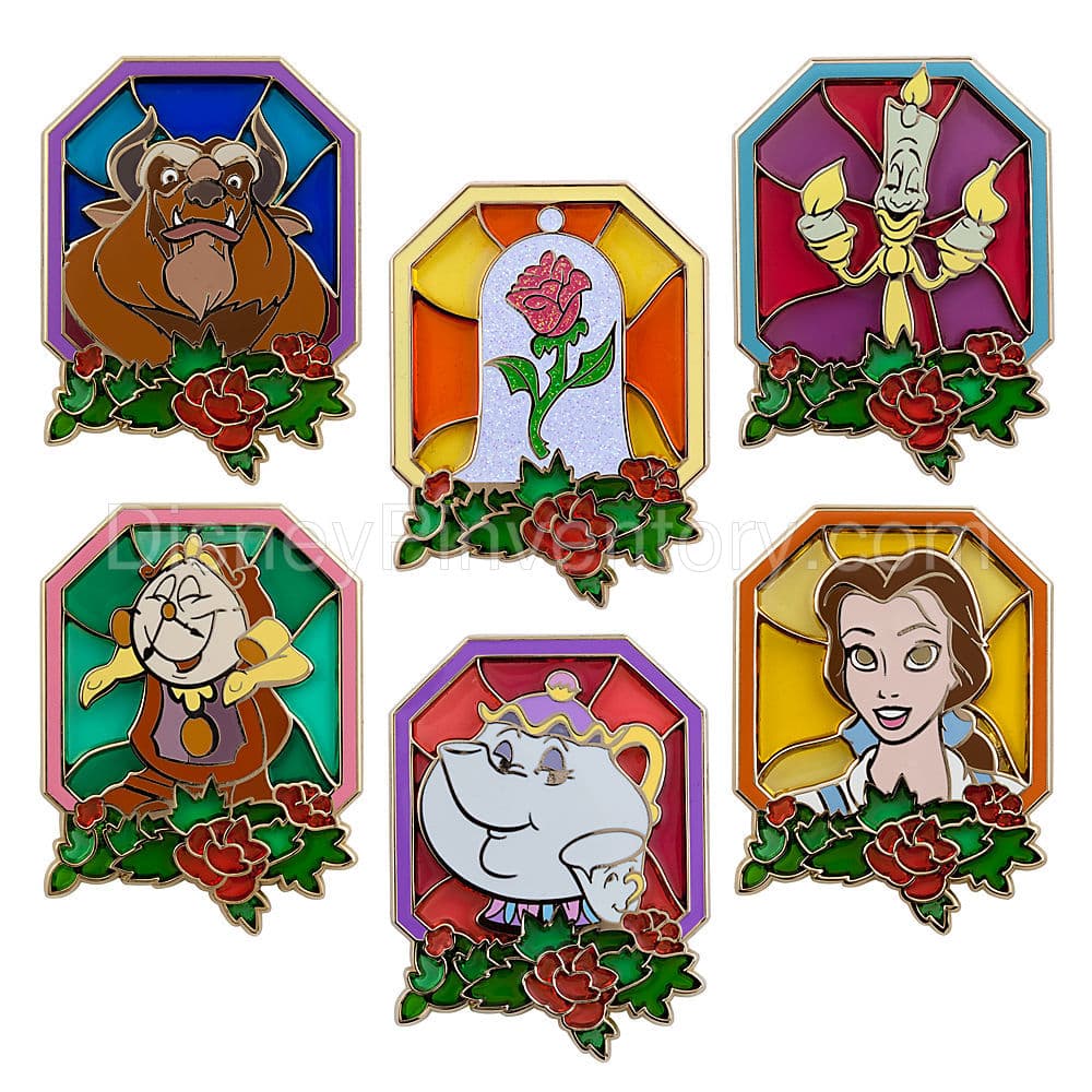 Stained Glass Beauty and the Beast Pin Set -- 6-Pc. - Pin 8826