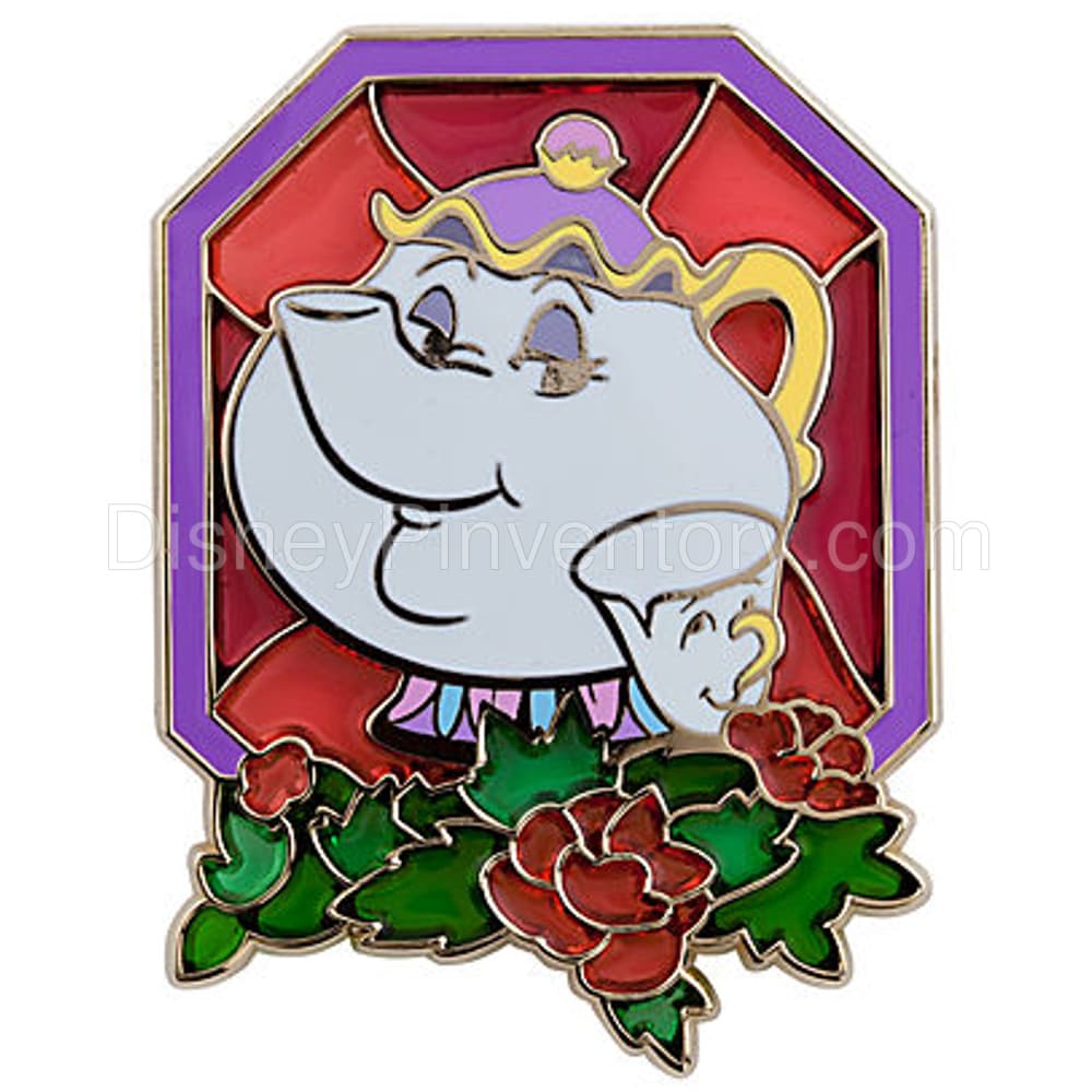 Stained Glass Beauty and the Beast Pin Set - Mrs. Potts and Chip - Pin 8831